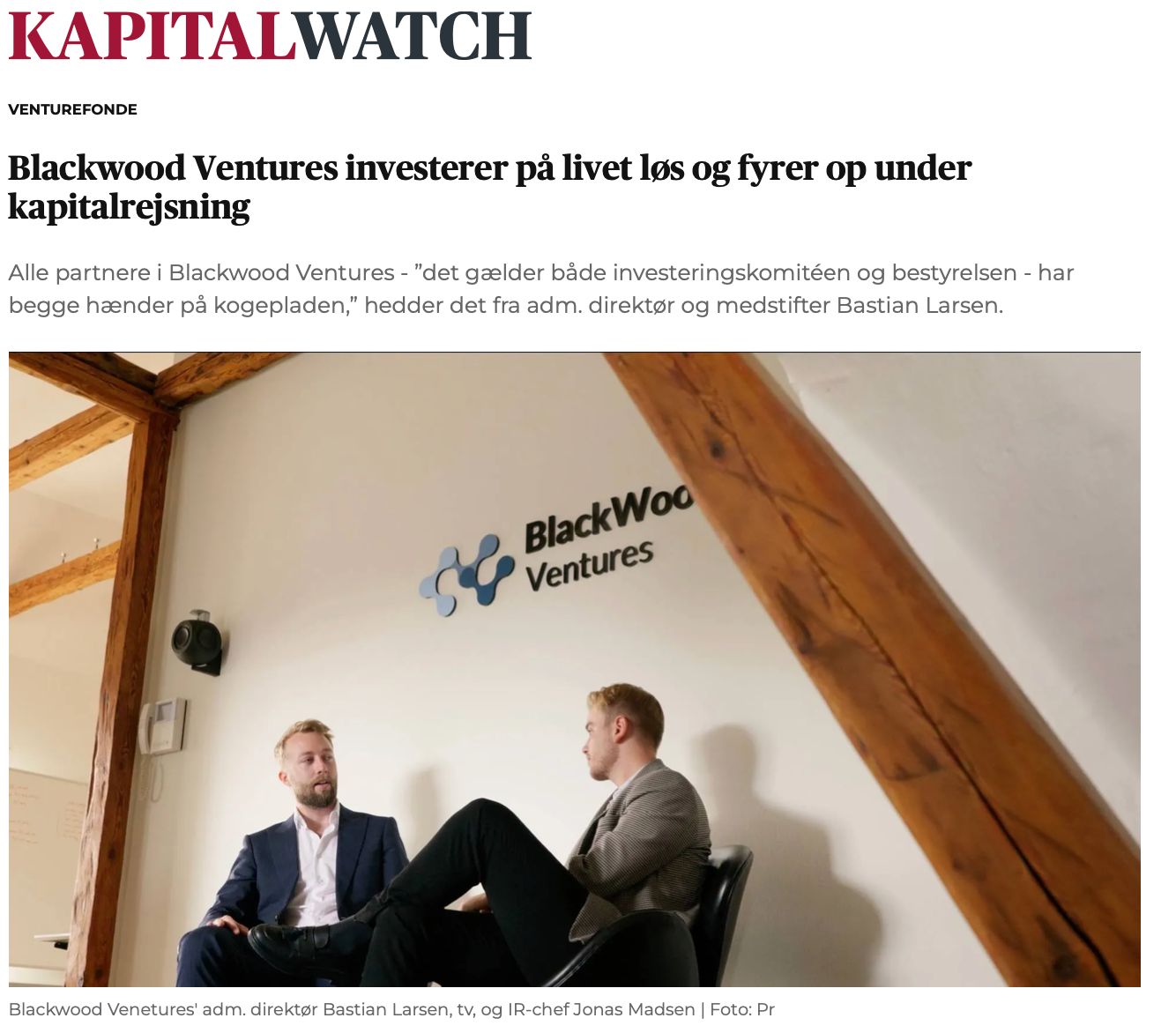 Blackwood Ventures is investing at full speed and igniting its fundraising efforts.